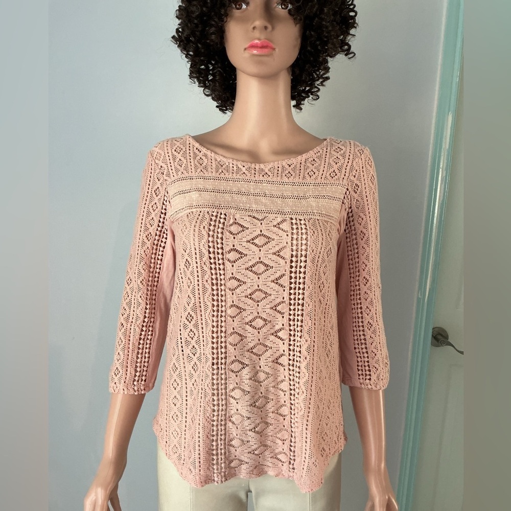 Lucky Brand vintage Pink Lace Women's Blouse xs